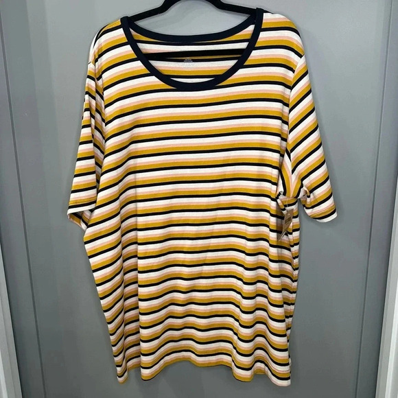 Duluth Trading Co Striped Tee Elbow Sleeve Scoop-neck T-shirt Size 4x - Picture 1 of 3